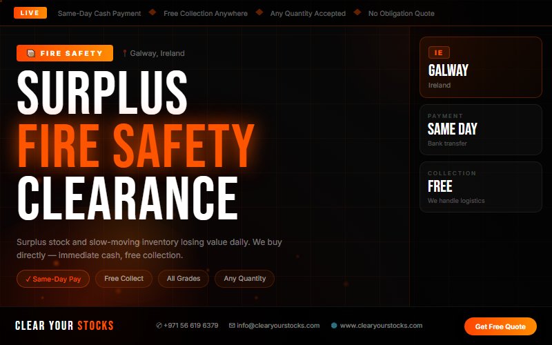 Non-Moving Fire Safety Stock Buyers in Ireland — Serving Galway, Ireland and Beyond