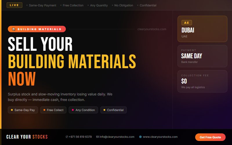 Slow-Moving Building Materials Stock in Dubai, UAE? We Are Your Best Buyer