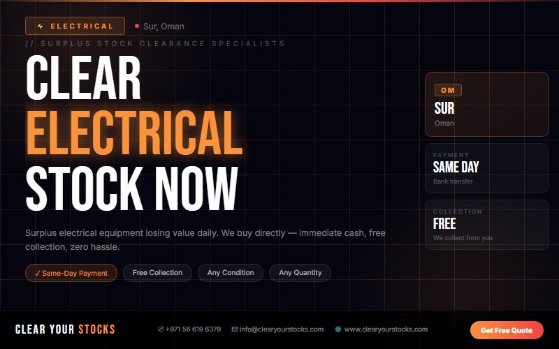 Sur, Oman Non-Moving Electrical Stock Buyers — Same Day Collection and Pay