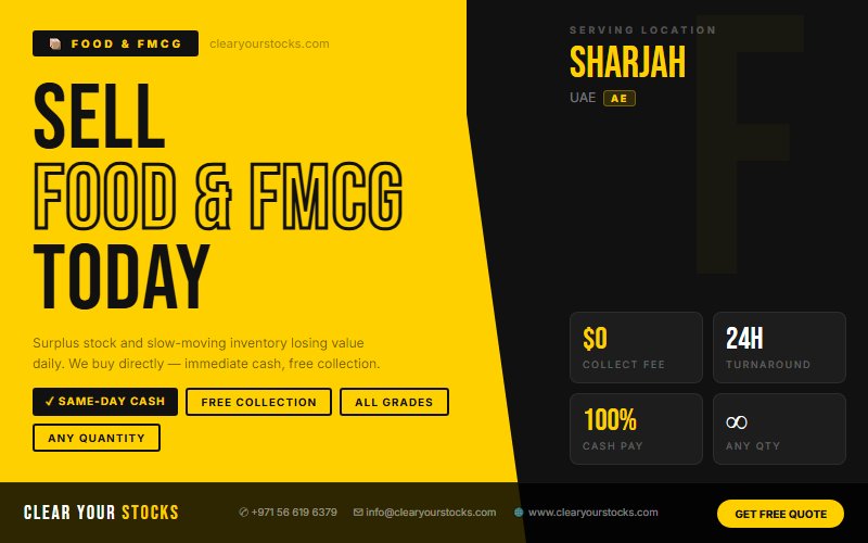 Sharjah, UAE Businesses: Sell Your Excess Food & FMCG Stock — No Hassle