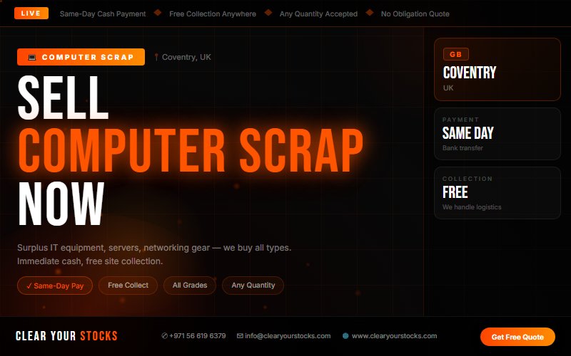 Fastest Computer Scrap Stock Clearance in Coventry, UK — Any Condition, Any Quantity