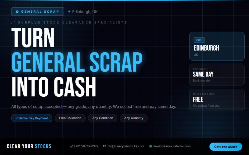 General Scrap Inventory Liquidation in Edinburgh, UK — Best Rates, Fast Payment
