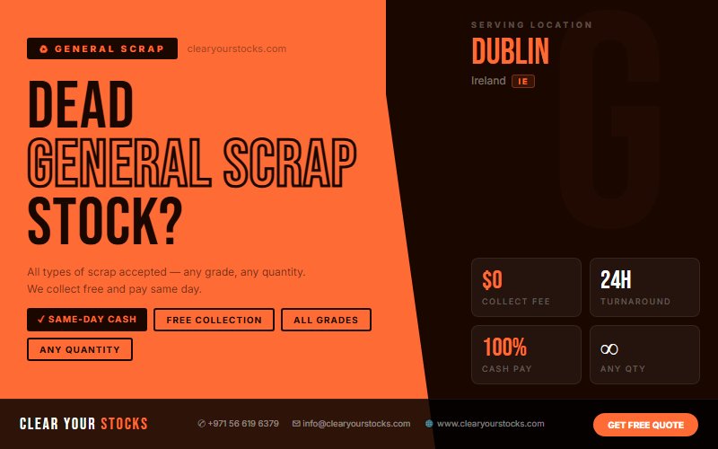 Excess General Scrap in Dublin, Ireland? We Buy Any Quantity with Immediate Payment