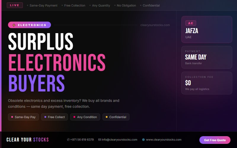 How to Sell Surplus Electronics Stock in JAFZA, UAE and Get Paid the Same Day