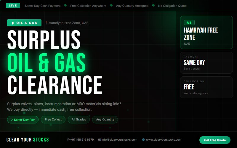 How to Sell Surplus Oil & Gas Stock in Hamriyah Free Zone, UAE and Get Paid the Same Day