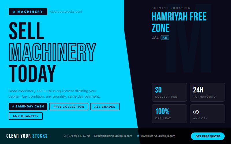 Get Immediate Cash for Your Surplus Machinery Stock in Hamriyah Free Zone, UAE Today