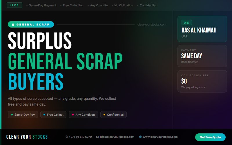Surplus General Scrap Buyers in Ras Al Khaimah, UAE — Immediate Payment Any Quantity — 2026 Update