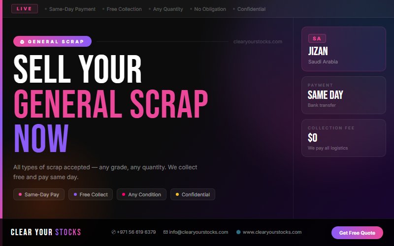 Non-Moving General Scrap Stock Buyers in Saudi Arabia — Serving Jizan, Saudi Arabia and Beyond