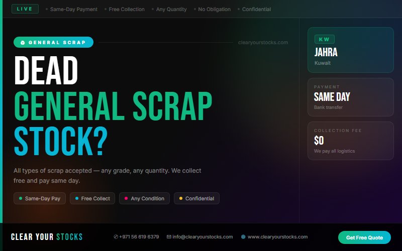 Jahra, Kuwait General Scrap Stock Clearance Specialists — Clear Your Stocks 2026