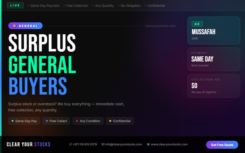 Mussafah, UAE Businesses: Sell Your Excess General Stock — No Hassle