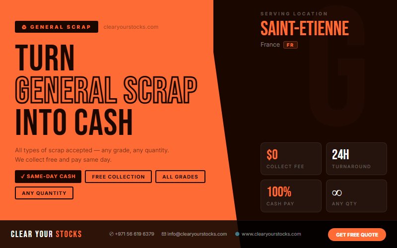 Convert Your General Scrap Warehouse Surplus in Saint-Etienne, France to Cash Today