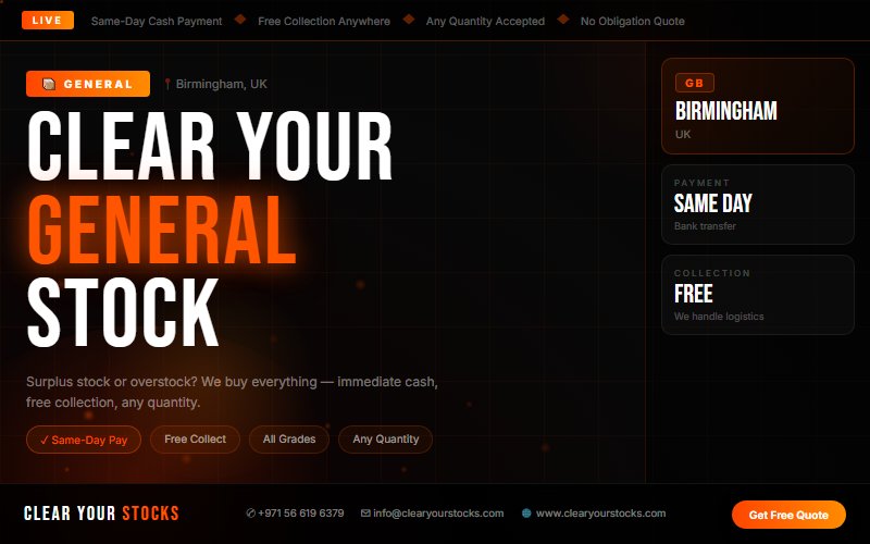 Fastest General Stock Clearance in Birmingham, UK — Any Condition, Any Quantity