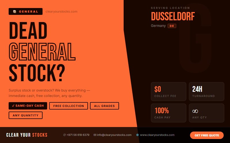 Turn Your Dead General Inventory Into Instant Cash in Dusseldorf, Germany