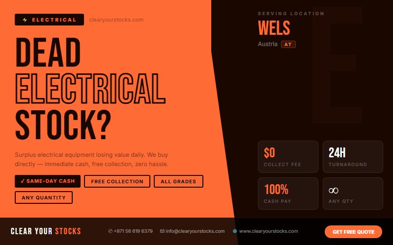 Excess Electrical in Wels, Austria? We Buy Any Quantity with Immediate Payment