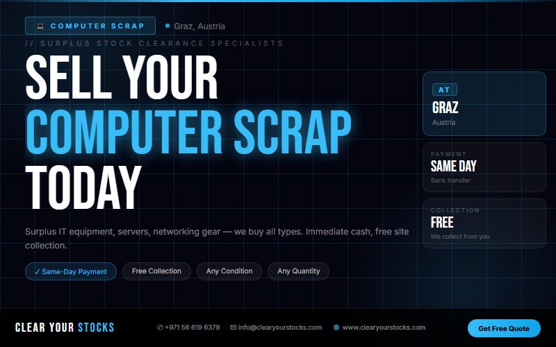 Clear Your Computer Scrap Warehouse in Graz, Austria — We Buy Everything