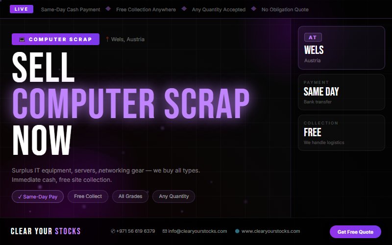 Austria Dead Stock Buyers for Computer Scrap — Any Quantity Near Wels, Austria