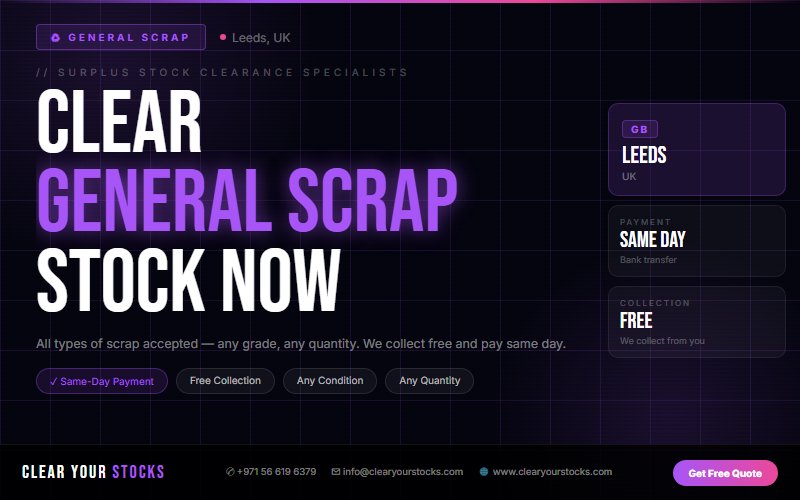 Excess General Scrap in Leeds, UK? We Buy Any Quantity with Immediate Payment
