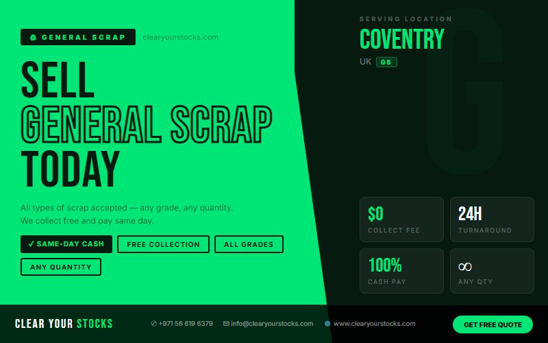 We Purchase General Scrap Dead Stock in Coventry, UK — Free Collection, Instant Pay