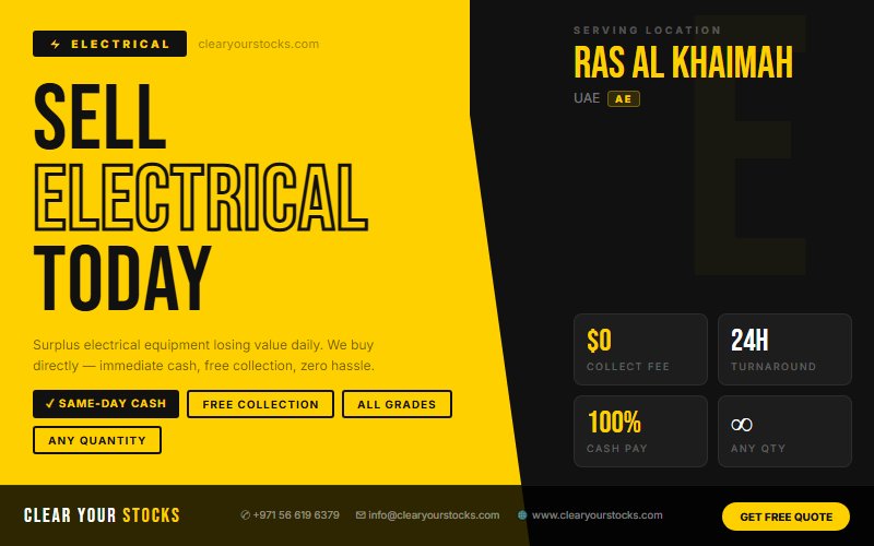 We Purchase Electrical Dead Stock in Ras Al Khaimah, UAE — Free Collection, Instant Pay