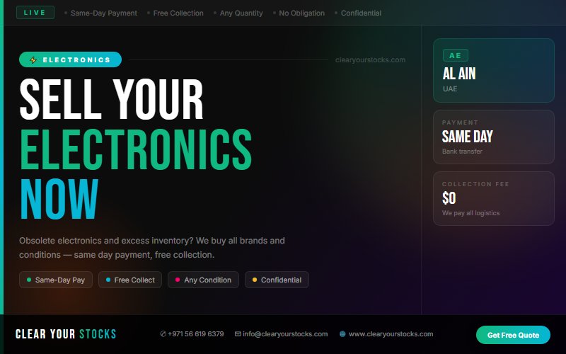 UAE Dead Stock Buyers for Electronics — Any Quantity Near Al Ain, UAE