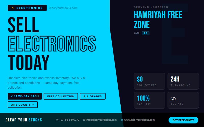 Sell Your Excess Electronics Materials in Hamriyah Free Zone, UAE — Quick Fair Payment