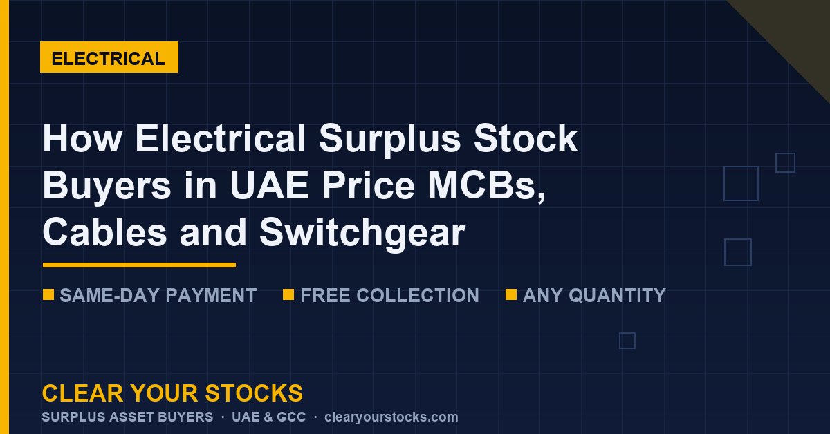How Electrical Surplus Stock Buyers in UAE Price MCBs, Cables and Switchgear