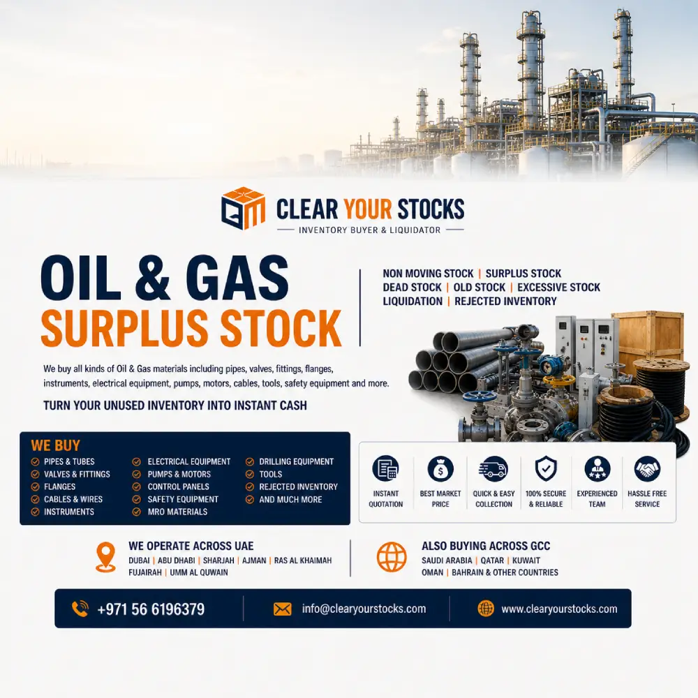 Oil & Gas Non Moving Stock Buyers in UAE | Surplus, Dead & Liquidation Inventory