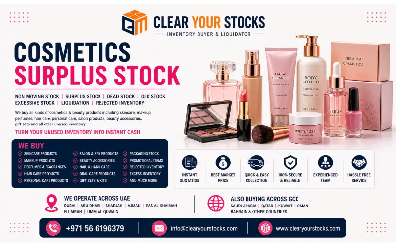 Cosmetics Non Moving Stock Buyers in UAE | Surplus, Dead & Liquidation Stock