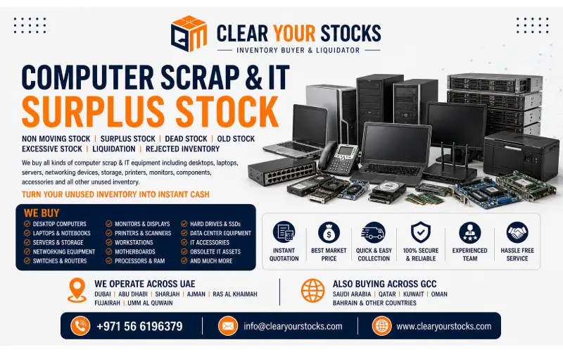 Computer Scrap & IT Surplus Stock Buyers in UAE | Dead, Old & Liquidation Stock