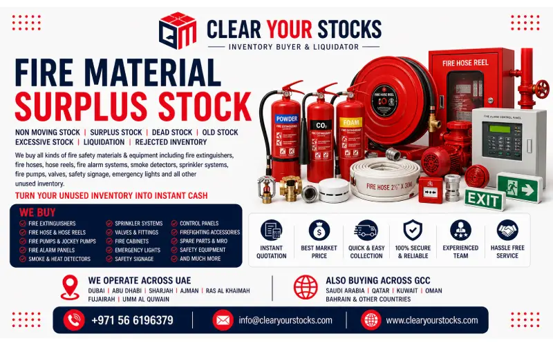 Fire Material Surplus Stock Buyers in UAE | Dead, Old & Liquidation Stock